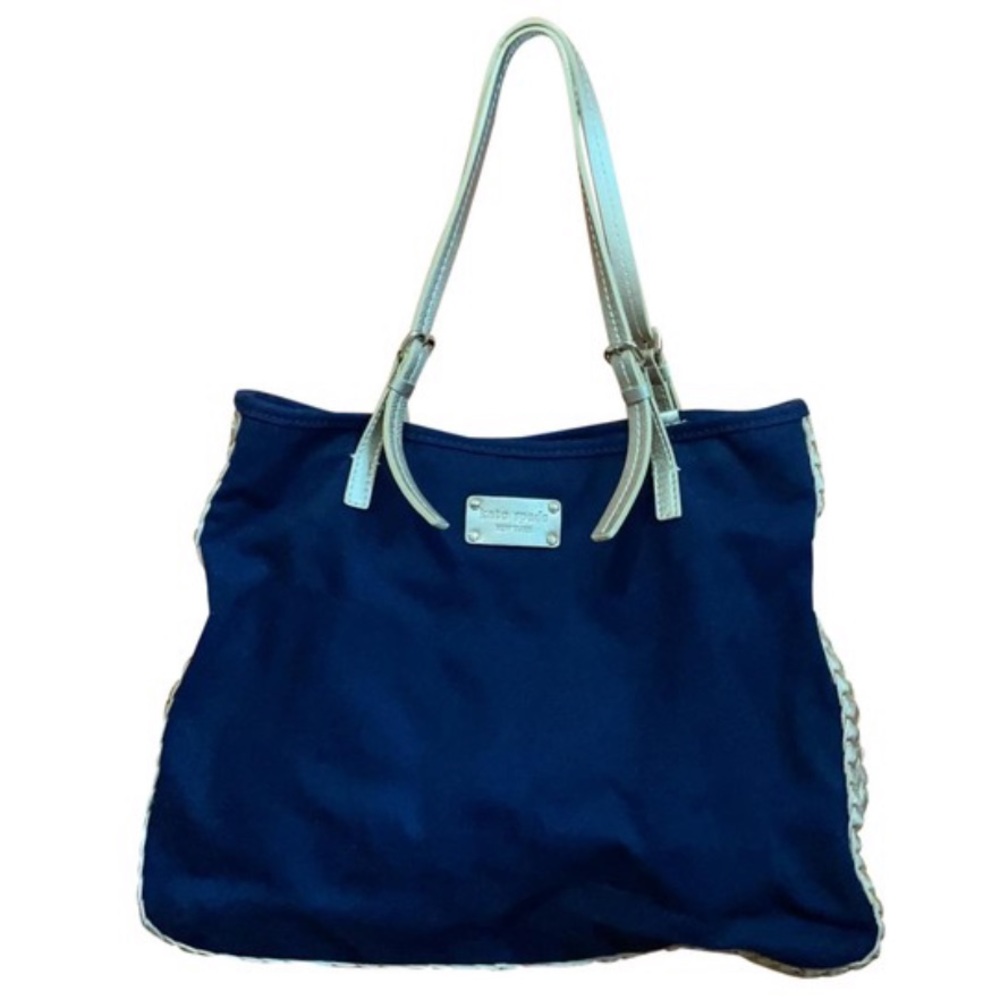 Kate Spade Navy and Gold Canvas Handbag
